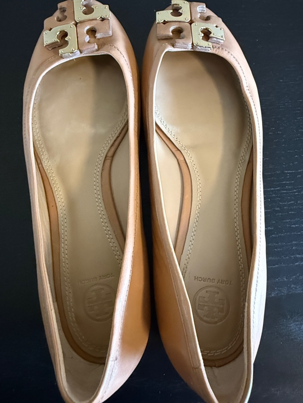 Tory Burch Women’s Lowell Logo Ballet Flat Royal Tan Leather size 10 - Picture 9 of 17